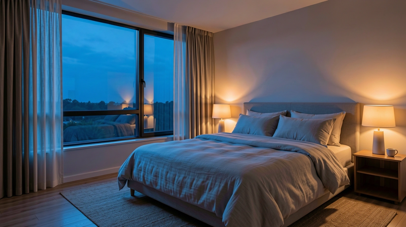 Pokojná spálňa pripravená na odpočinok